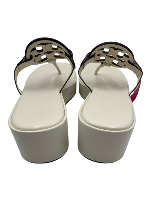 Tory Burch Shoe Size 9 White Leather Logo Thong Strap Platform Sandals White / 9