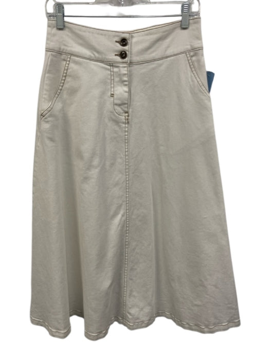 A Loves A Size 28 White Cotton Blend Zip & Button Contrast Stitch Denim Skirt White / 28