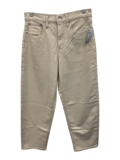 J Crew Size 26 Off White Cotton Blend Zip & Button Barrel Leg Slim Jeans Off White / 26