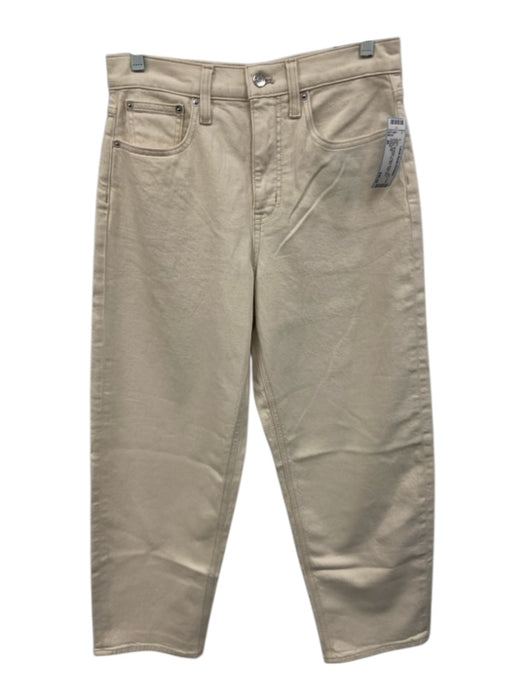 J Crew Size 26 Off White Cotton Blend Zip & Button Barrel Leg Slim Jeans Off White / 26