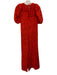 ME+EM Size 4 Red Poly Blend Lace Puff Sleeve Tie Back Maxi Dress Red / 4