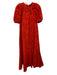 ME+EM Size 4 Red Poly Blend Lace Puff Sleeve Tie Back Maxi Dress Red / 4