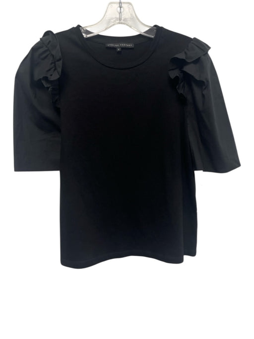 English Factory Size S Black No Fabric Tag Puff 1/2 Sleeve Shorts Black / S