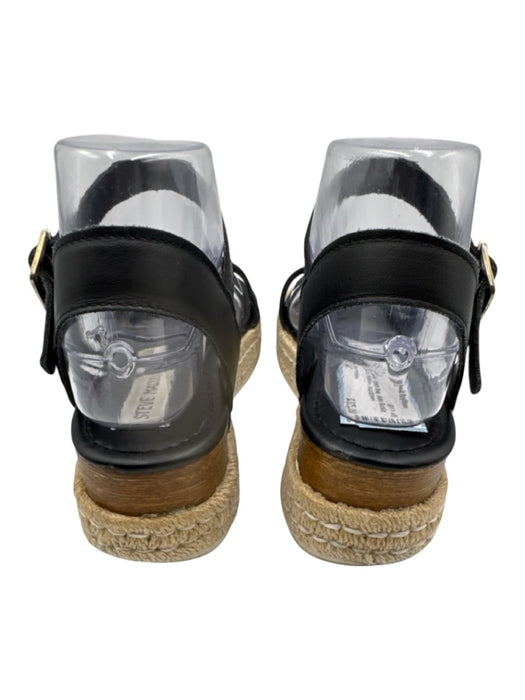 Steve Madden Shoe Size 8M Black Leather open toe Ankle Buckle Espadrille Sandals Black / 8M