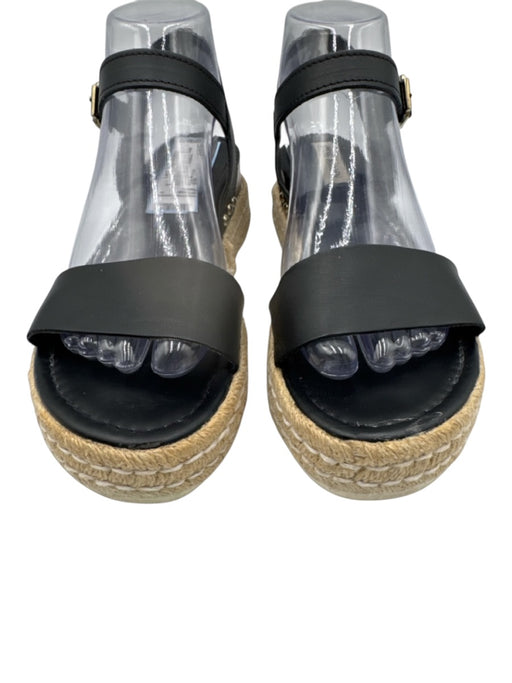 Steve Madden Shoe Size 8M Black Leather open toe Ankle Buckle Espadrille Sandals Black / 8M