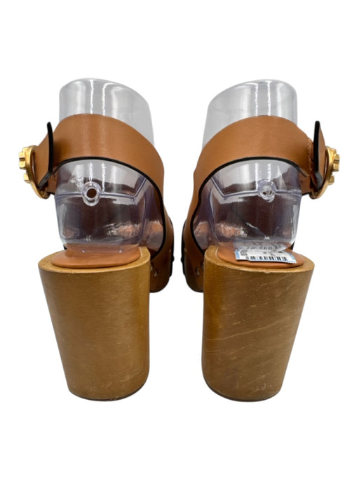 Tory Burch Shoe Size 8M Brown Leather open toe Block Heel Platform Sandals Brown / 8M