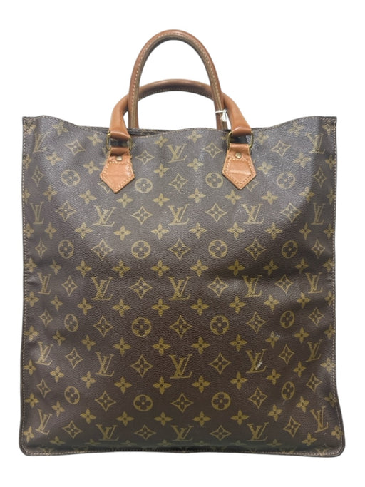 Louis Vuitton Brown & Tan Coated Canvas Top Handle Monogram Tote Bag Brown & Tan / Large