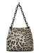 Prada White, Brown, Tan Pony Hair Leather Leopard Acrylic Chain Strap Hobo Bag White, Brown, Tan / Medium