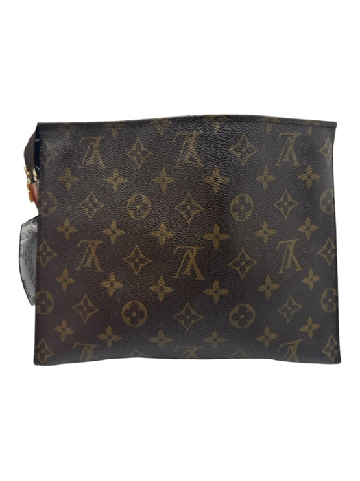 Louis Vuitton Brown & Tan Coated Canvas Zip Close Monogram Pouch Bag Brown & Tan / Small