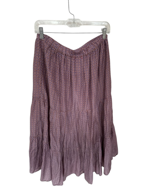 XiRENA Size M purple & orange Cotton Blend Elastic Waist hi lo Geo Pattern Skirt purple & orange / M