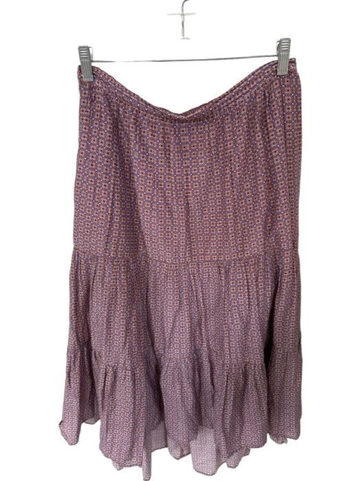 XiRENA Size M purple & orange Cotton Blend Elastic Waist hi lo Geo Pattern Skirt purple & orange / M