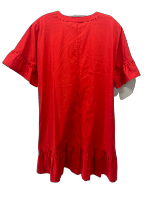 Tara Jarmon Size 34 Orange Cotton Button Up Cap Sleeve V Neck Dress Orange / 34