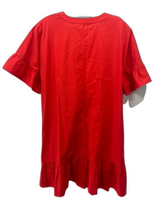Tara Jarmon Size 34 Orange Cotton Button Up Cap Sleeve V Neck Dress Orange / 34