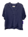 XiRENA Size S Dark Blue Cotton Short Puff Sleeve Gauze Split Neck Top Dark Blue / S