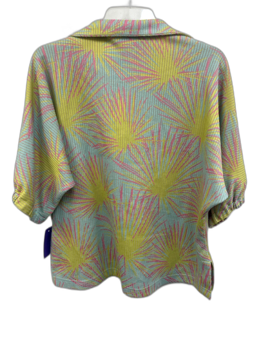 Emily McCarthy Size S Green, Blue, Pink Polyester & Cotton Short Sleeve Knit Top Green, Blue, Pink / S