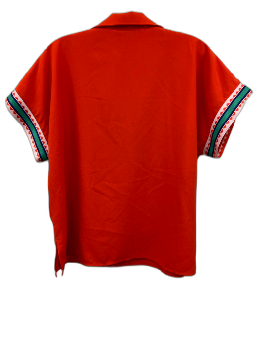 Emily McCarthy Size M Red, Green, Blue Polyester Short Sleeve Ribbon Detail Top Red, Green, Blue / M