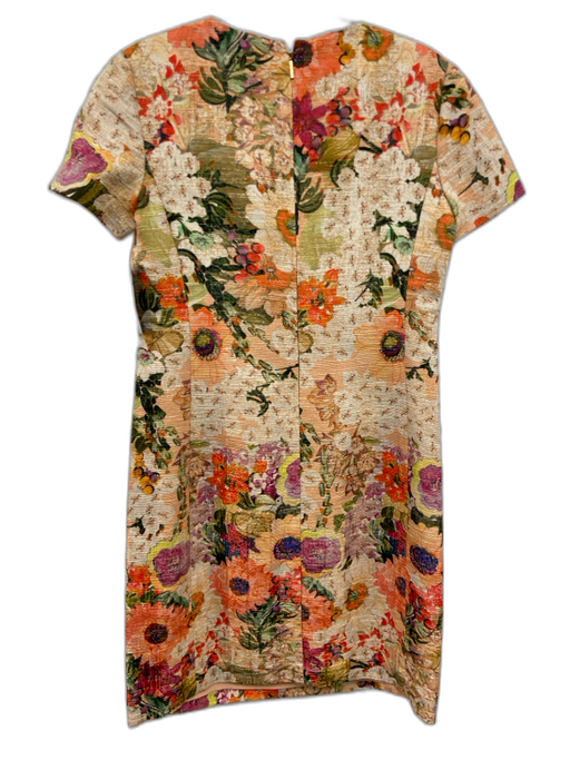 Tory Burch Size 4 Peach, Orange & White Polyester & Acrylic Short Sleeve Dress Peach, Orange & White / 4