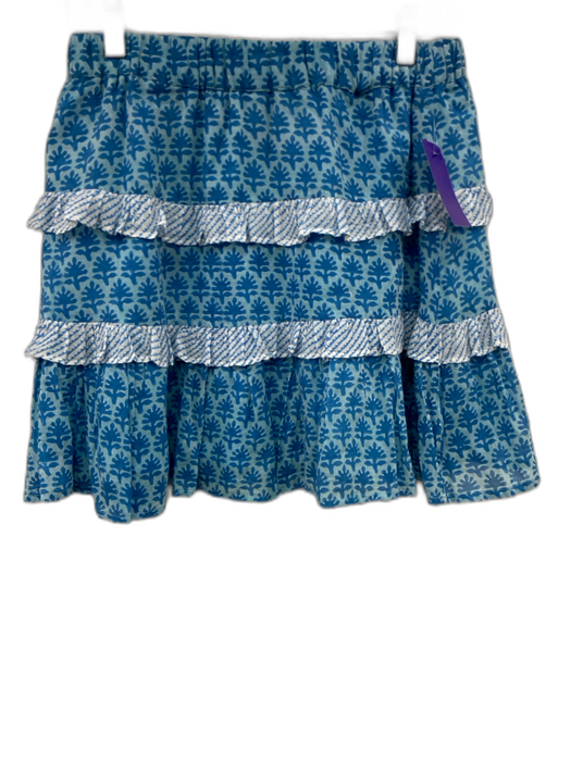 Oliphant Size S Blue & White Cotton Mini Abstract Print Ruffle Skirt Set Blue & White / S