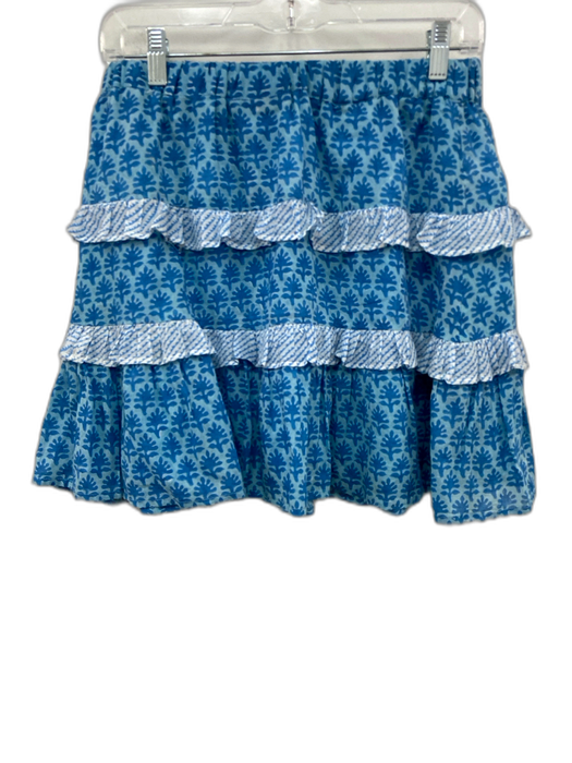 Oliphant Size S Blue & White Cotton Mini Abstract Print Ruffle Skirt Set Blue & White / S