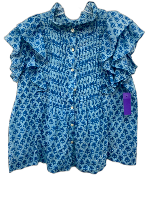 Oliphant Size S Blue & White Cotton Mini Abstract Print Ruffle Skirt Set Blue & White / S