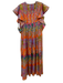 Cynthia Rowley Size S Purple, Orange, Green Cotton Ruffle Cap Sleeve Swirl Dress Purple, Orange, Green / S