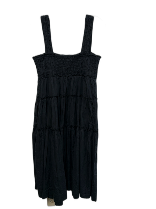 Maeve Size S Black Cotton Sleeveless Tiered Midi Dress Black / S