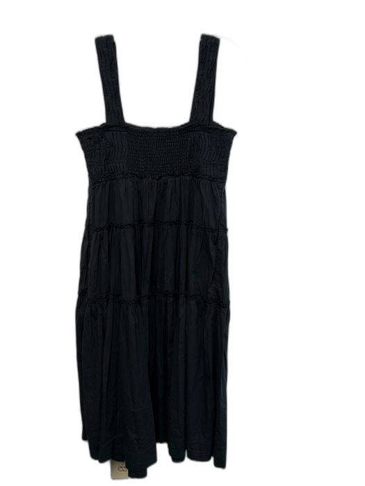 Maeve Size S Black Cotton Sleeveless Tiered Midi Dress Black / S