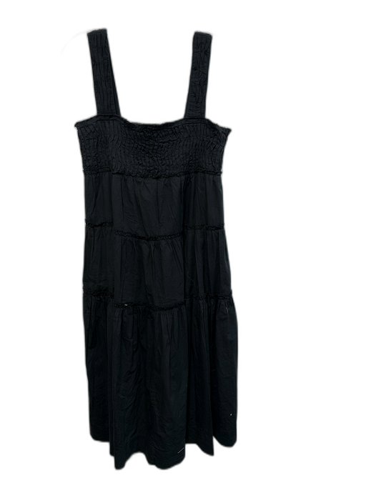 Maeve Size S Black Cotton Sleeveless Tiered Midi Dress Black / S