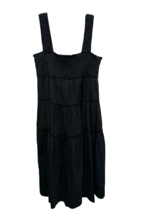 Maeve Size S Black Cotton Sleeveless Tiered Midi Dress Black / S