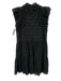Sea New York Size 6 Black Cotton Ruffle Cap Sleeve Eyelet Ruffle Mock Neck Dress Black / 6