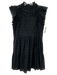Sea New York Size 6 Black Cotton Ruffle Cap Sleeve Eyelet Ruffle Mock Neck Dress Black / 6