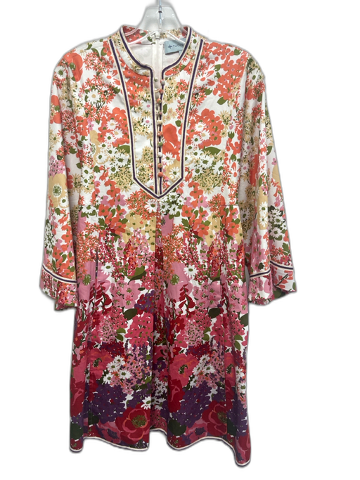 Tuckernuck Size L Orange, Red, Pink Cotton Long Bell Sleeve Floral Print Dress Orange, Red, Pink / L