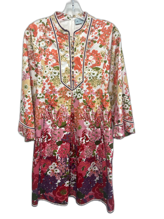 Tuckernuck Size L Orange, Red, Pink Cotton Long Bell Sleeve Floral Print Dress Orange, Red, Pink / L