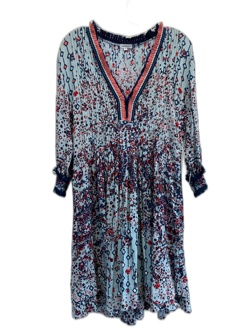 Poupette St. Barth Size M Blue, Pink, Red Rayon 3/4 Sleeve Abstract Dots Dress Blue, Pink, Red / M