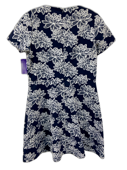 Shoshanna Size 10 Navy Blue & White Cotton & Polyester Short Sleeve Mini Dress Navy Blue & White / 10
