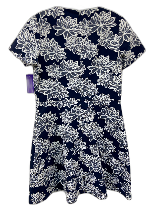 Shoshanna Size 10 Navy Blue & White Cotton & Polyester Short Sleeve Mini Dress Navy Blue & White / 10