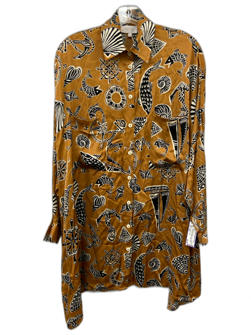 Corey lynn calter Size XXS Brown, Black, White Viscose & Rayon Long Sleeve Dress Brown, Black, White / XXS