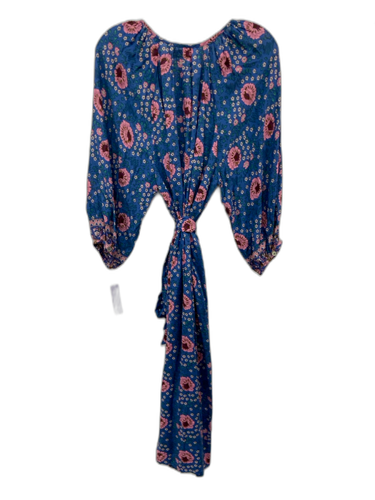 Natalie Martin Size XS Blue, Pink, Green Rayon Short Puff Sleeve Buttons Dress Blue, Pink, Green / XS