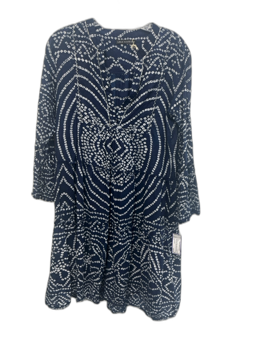 Lola Australia Size S Navy Blue & White Cotton 3/4 Sleeve Abstract Dots Dress Navy Blue & White / S