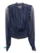 Free People Size Medium Navy Nylon Long Sleeve Mesh V Neck Smocked Waist Top Navy / Medium