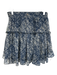 Misa Size S Navy blue & Cream Viscose Elastic Waistband Floral Tiered Mini Skirt Navy blue & Cream / S