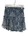 Misa Size S Navy blue & Cream Viscose Elastic Waistband Floral Tiered Mini Skirt Navy blue & Cream / S