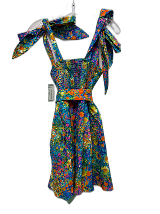 Show Me Your Mumu Size M Blue & Multi Cotton Floral Tie Shoulder Mini Dress Blue & Multi / M
