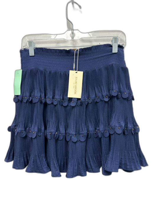 Ramy Brook Size M Navy blue & gold Polyester Elastic Back Pleated Mini Skirt Navy blue & gold / M