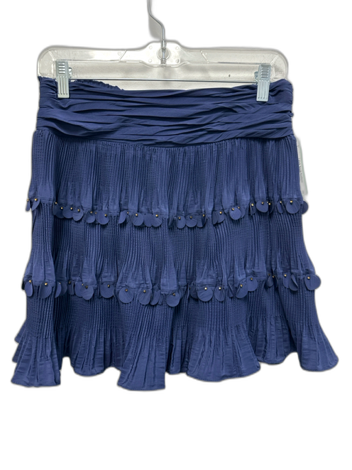 Ramy Brook Size M Navy blue & gold Polyester Elastic Back Pleated Mini Skirt Navy blue & gold / M