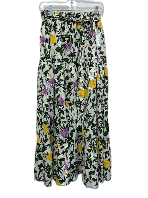 Beyond by Vera Size S White, Green & Multi Cotton Elastic Waistband Maxi Skirt White, Green & Multi / S