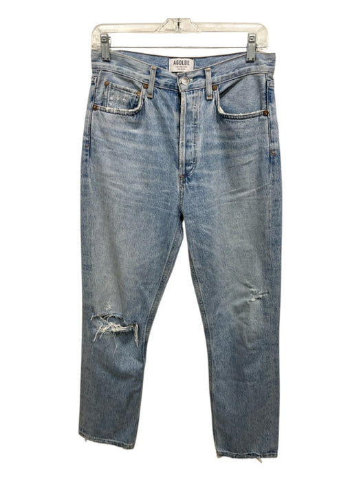 Agolde Size 27 Blue Wash Cotton Button Fly Ripped Distressed Detail Jeans Blue Wash / 27