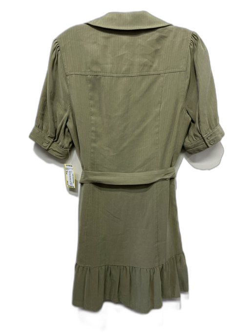 Paige Size Small Olive Green Rayon Blend Short Sleeve Striped Welt Pocket Dress Olive Green / Small