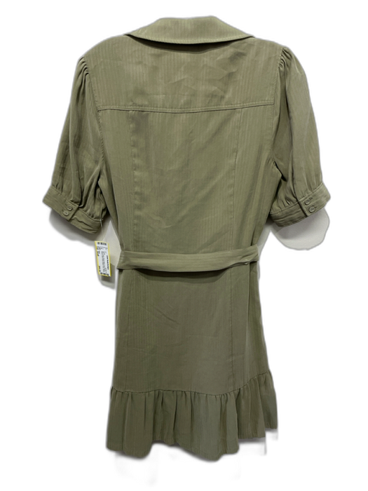 Paige Size Small Olive Green Rayon Blend Short Sleeve Striped Welt Pocket Dress Olive Green / Small