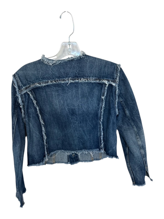 ABLE Size S Denim Cotton Blend Distressed denim Button Front Cropped Jacket Denim / S